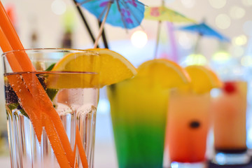 Multi colored drinks
