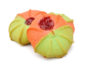 Cookies with jam closeup isolated on a white