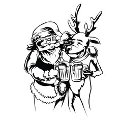 Santa and raindeer