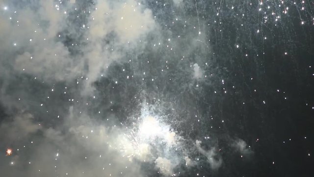 Colorful Fireworks Display Celebration Las Fallas Valencia, Spain