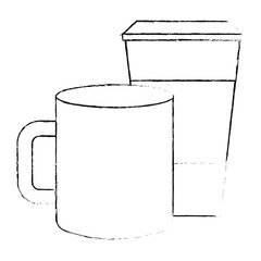 ceramic and paper coffee cup empty template for corporate identity vector illustration