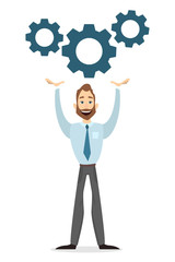 Businessman with gears.