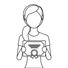 woman holding certificate honor graduate vector illustration