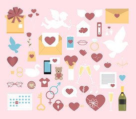 Valentines day icons set.