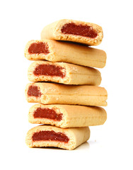 Cookies with jam closeup isolated on a white