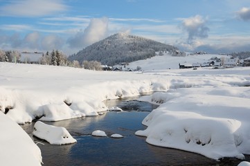 Hill Bukovec and settlement Jizerka in the Jizera Mountains, Czech republic