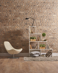 modern room decoration home style decorative living room with bookshelf © UnitedPhotoStudio