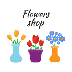 Spring flowers. Cute vector spring flowers icons. Simple flowers vector