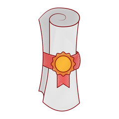 winner diploma rolled with medal vector illustration design