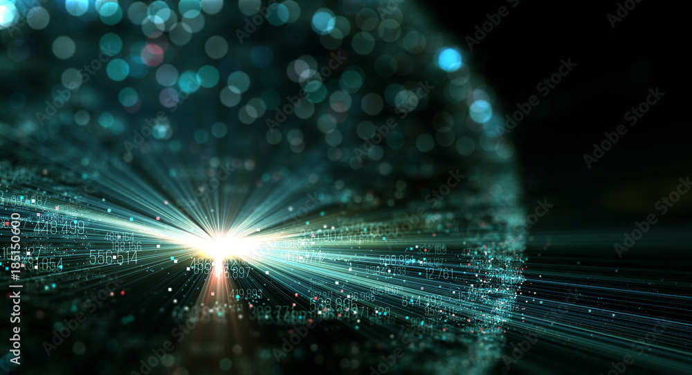 Poster Transfer and storage of data sets/Data transmission channel. Motion of digital data flow. Transferring of big data.