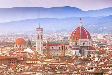 Fototapeta na wymiar View of Florence from above, Cathedral Santa Maria del Fiore (Duomo)