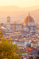 Fototapeta na wymiar View of Florence from above, Cathedral Santa Maria del Fiore (Duomo)