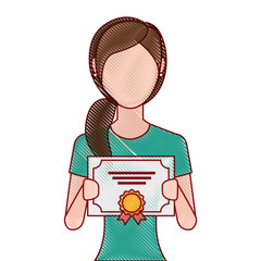 woman winner with diploma vector illustration design