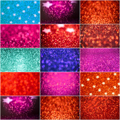 Collection of background with stars. Abstract twinkled background with bokeh defocused lights