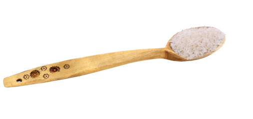 wooden spoon with rice
