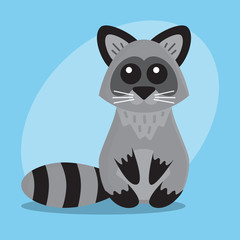 Fototapeta na wymiar Raccoon cartoon flat card