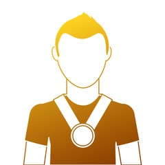man with winner medal character vector illustration design