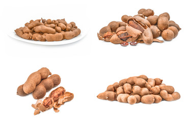 Set of Tamarind close-up on white