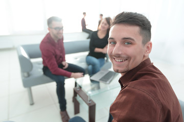 Fototapeta premium client on the background of the Bank's employees