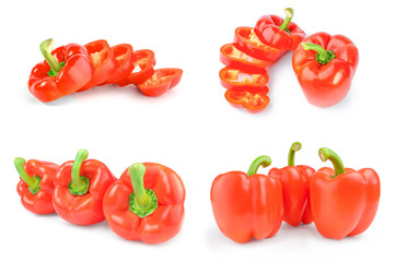Collage of bell peppers over a white background