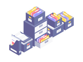 Fototapeta premium Office paperwork. Office paper document and file folders. Vector illustration