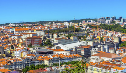 Fototapeta na wymiar Orange Roofs Market Lisbon Portugal