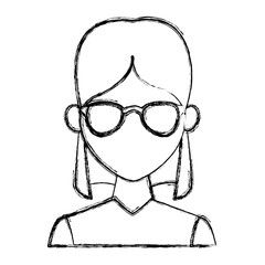Young fashion woman with sunglasses cartoon