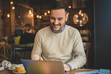 Fototapeta premium Man is doing freelance