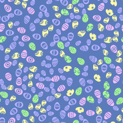 Easter Eggs Greeting Card. Seamless Pattern