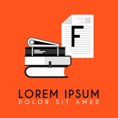 Stack of books with additional initial F logo in h simple and neat design