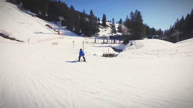 Senior man skiing