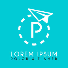 white paper plane logo with the letter P in the middle and the dashed plane path.