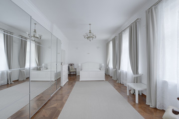 Modern interior of a bedroom in the new house.