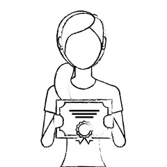 woman winner with diploma vector illustration design