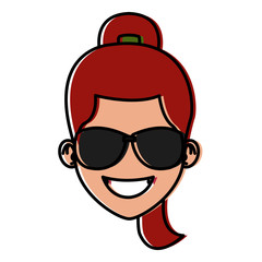 Woman with sunglasses cartoon
