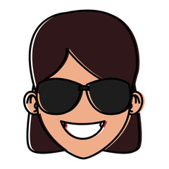 Woman with sunglasses cartoon