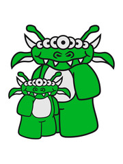 papa mama kind junges familie frech klein süß niedlich augen viele monster horror halloween comic cartoon clipart