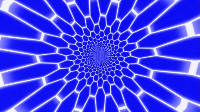 Animazione convergente tunnell a griglia fluorescente su sfondo chroma key
