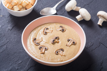 French cream soup with mushroums