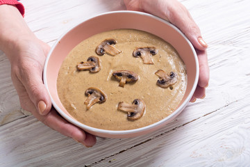French cream soup with mushroums