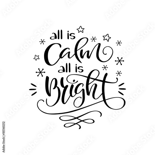 Download "Hand drawn winter holidays lettering "All is calm, all is ...