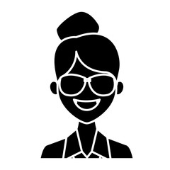 Young fashion woman with sunglasses cartoon