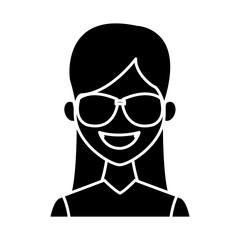 Young fashion woman with sunglasses cartoon