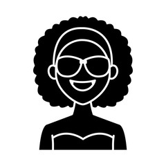 Young fashion woman with sunglasses cartoon