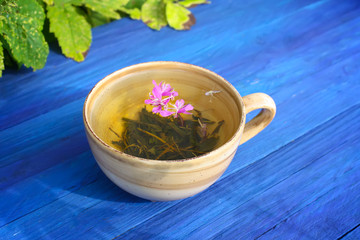 Healthy herbal tea with medical herbs.