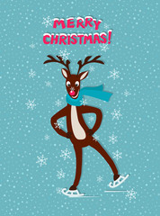 Christmas deer on skates