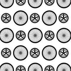 bike wheels and sprocket pattern background vector illustration design