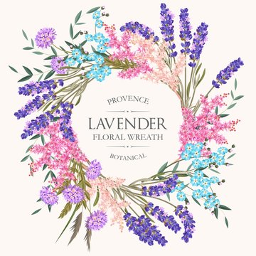 Card with lavender wreath