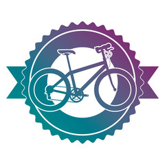 sport bicycle emblem with ribbon vector illustration design