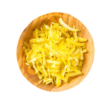 lemon zest isolated on white background